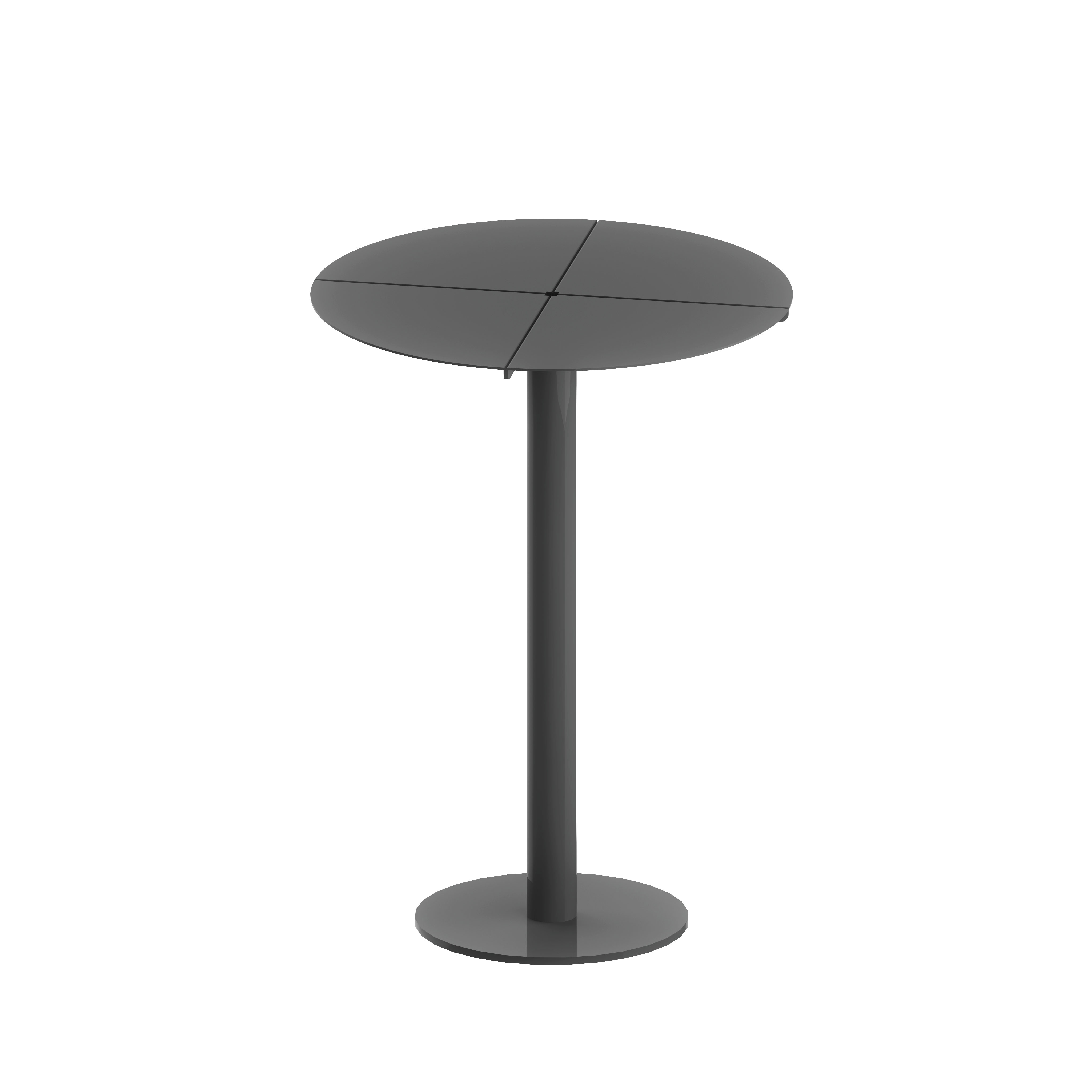 Mesa de comedor redonda lineal de acero, mesa de café con base de metal